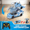 Voiture-robot transformable télécommandée | Voiture de police RC avec transformation à un bouton, lumière clignotante et rotation à 360° pour enfants King of Toys
