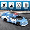 Voiture-robot transformable télécommandée | Voiture de police RC avec transformation à un bouton, lumière clignotante et rotation à 360° pour enfants King of Toys