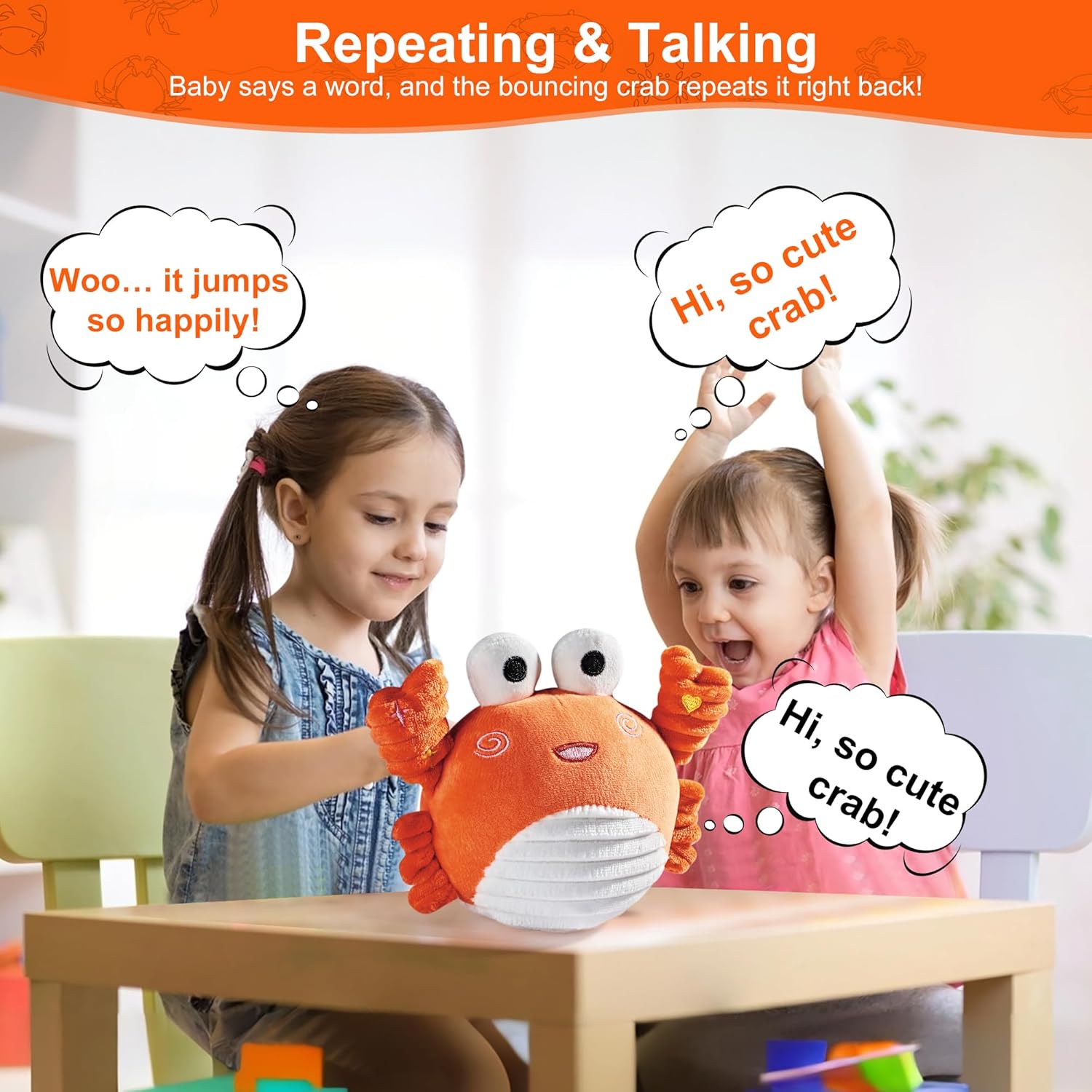 Crabe Musical rampant Jouet Bébé 0-12 Mois - Jouet Sensoriel Dansant avec Son et Fonction d'Enregistrement pour Bébé, Tout-Petit, Garçons et Filles - Cadeau Interactif pour Stimuler l'Apprentissage de la Marche à Quatre Pattes