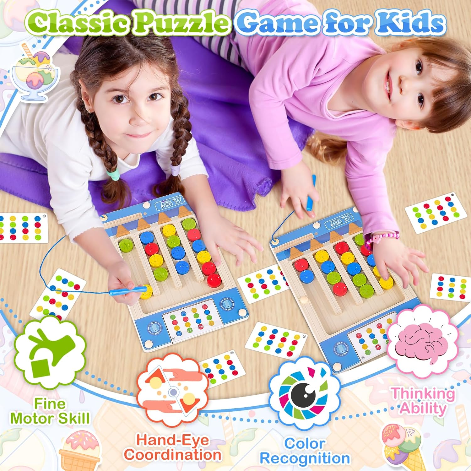 Jeu de Correspondance de Couleurs Magnétique en Bois Montessori pour Enfants 3-7 Ans - Puzzle Labyrinthe Éducatif pour Filles Garçons - Développement de la Logique