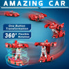 Voiture-robot transformable télécommandée | Voiture de police RC avec transformation à un bouton, lumière clignotante et rotation à 360° pour enfants King of Toys