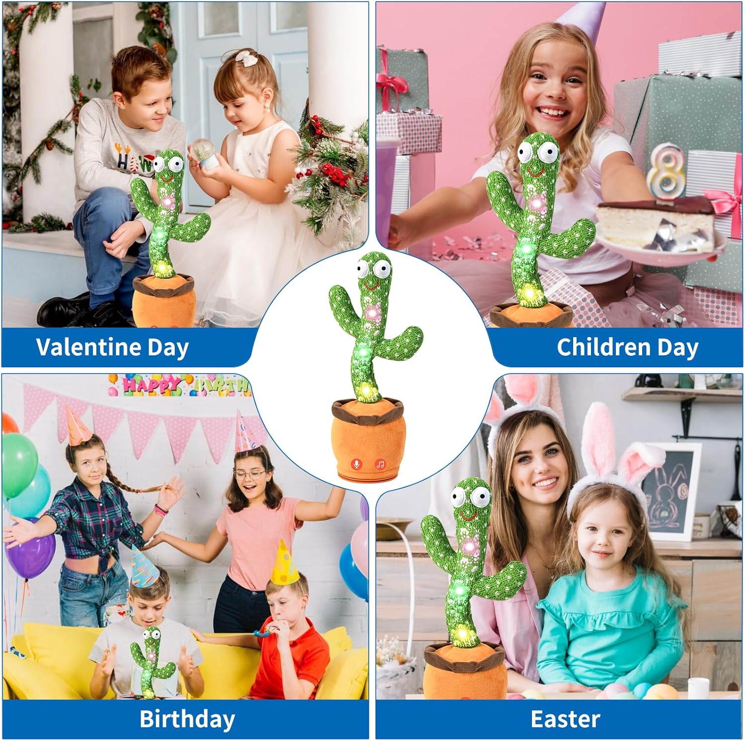 Jouet Cactus Dansant et Parleur pour Bébé et Tout-Petit, Cadeau pour Garçons et Filles – Cactus Chanteur avec Fonction de Mimétisme, Enregistrement et Répétition de Vos Paroles, Jouet Bébé avec 120 Chansons en Anglais King of Toys