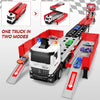 Piste de Course avec Camion Transporteur, Jouet 3 Couches, 8 Voitures de Course Incluses, Cadeau Enfant 3-6 Ans, Jouet Pliable pour Garçons et Filles King of Toys