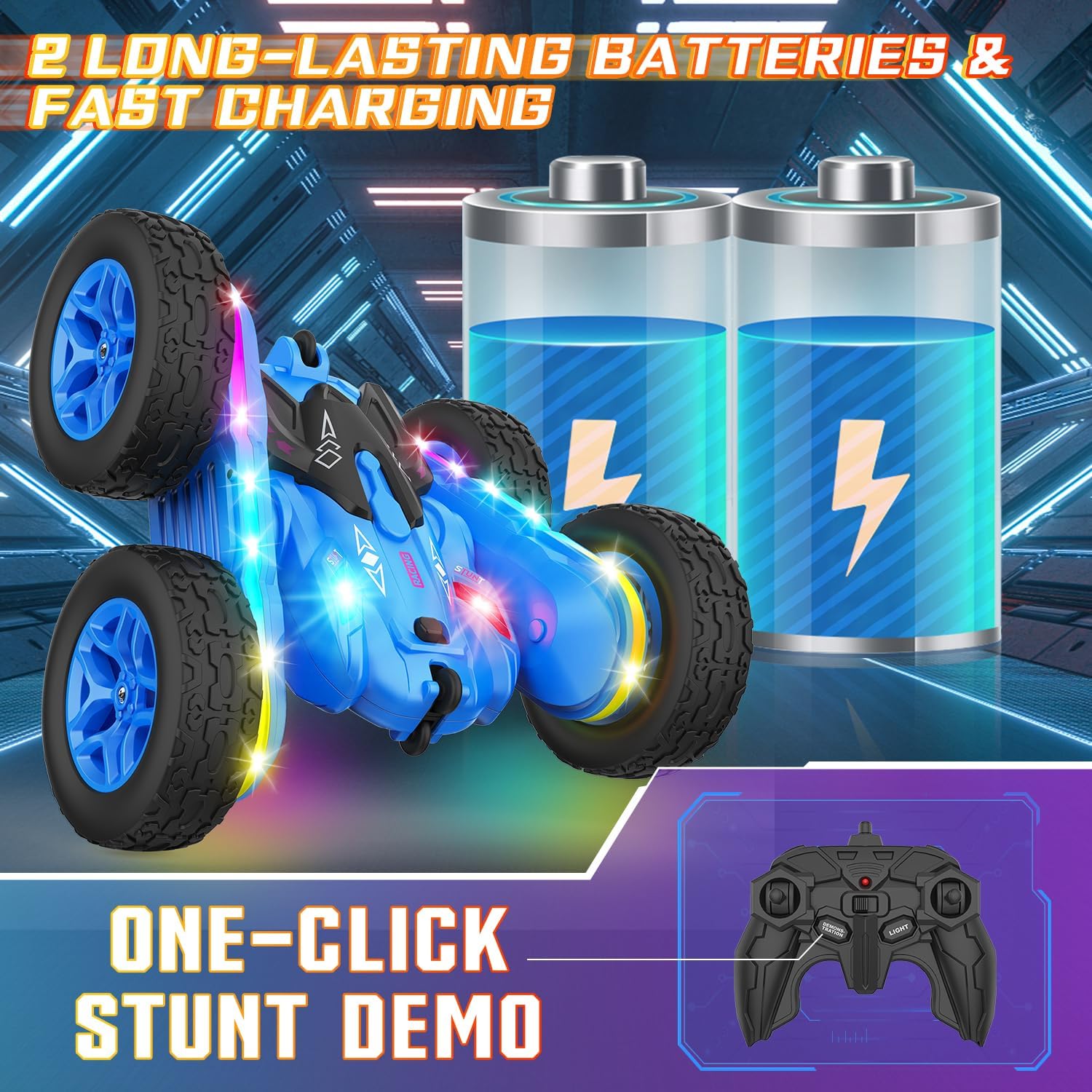 RC STUNTCAR l Voiture Stunt Directionnelle Bleue 2.4G l Rotation à 360 Degrés Speelgoed Koning
