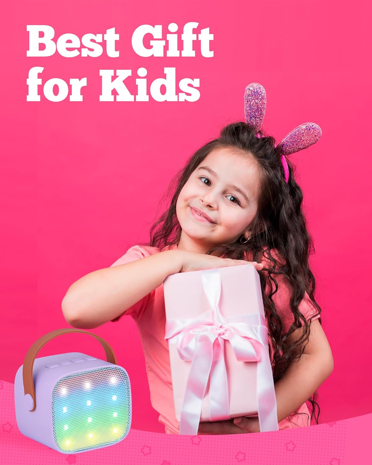 Mini Karaoké Enfant Bluetooth avec 2 Micros | Machine Portable pour Filles 3-10+ Ans | Cadeau Anniversaire & Soirée King of Toys