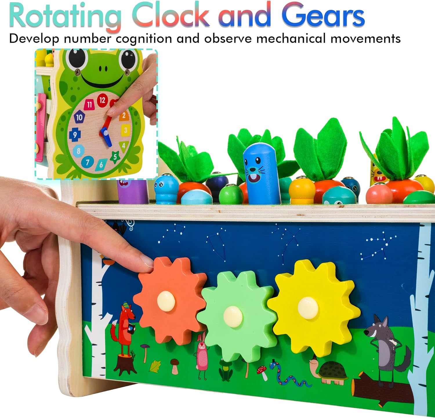 Jouet Montessori en bois avec Xylophone, Pic, Jeu de récolte de carottes, Cadeau d'activités éducatives pour les enfants de 1 à 4 ans. AmtreenOfficial