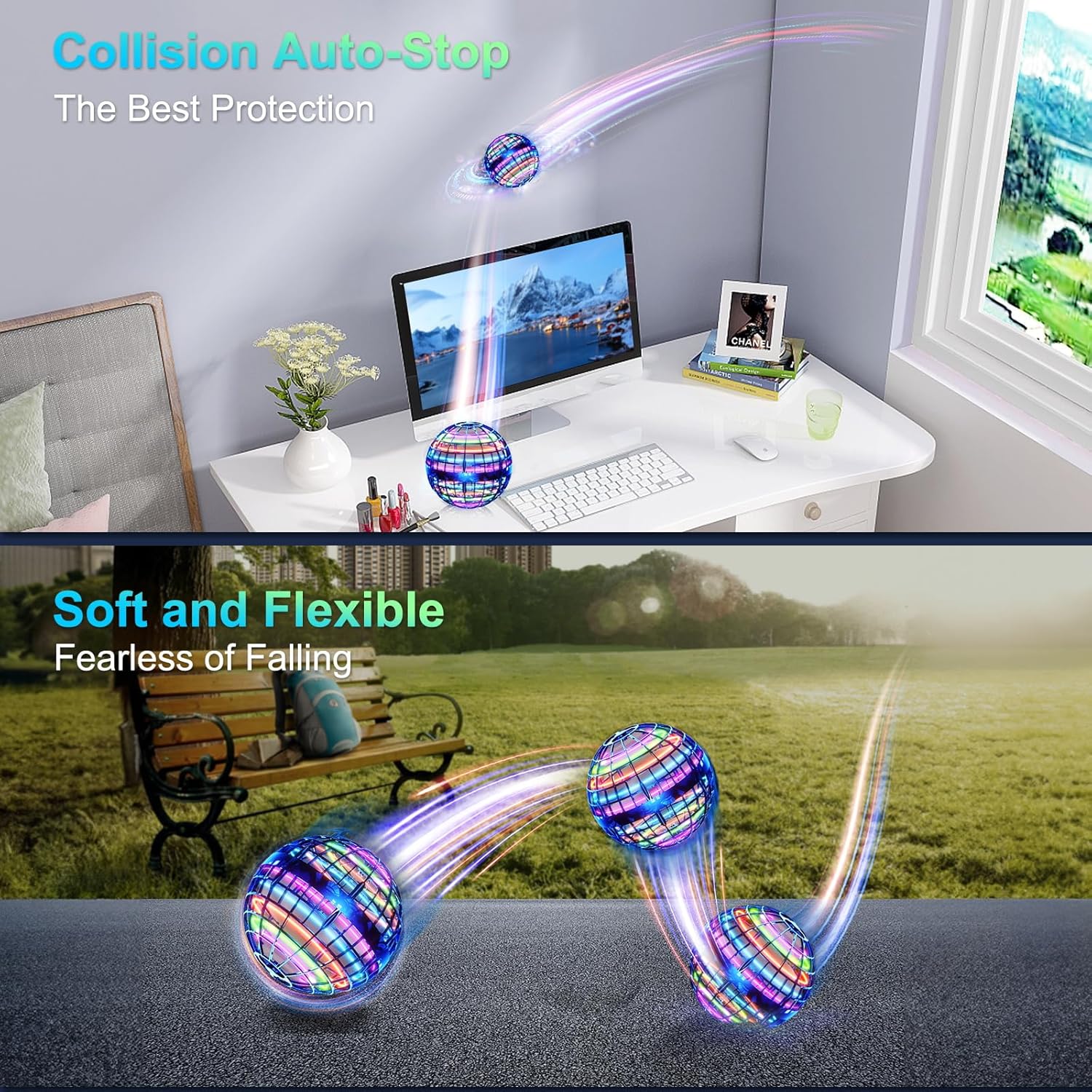 Flying Orb Ball | Drone Flottant avec Lumières Colorées | Jouet Extérieur pour Garçons et Filles