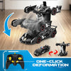 Voiture-robot transformable télécommandée | Voiture de police RC avec transformation à un bouton, lumière clignotante et rotation à 360° pour enfants King of Toys