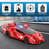 Voiture-robot transformable télécommandée | Voiture de police RC avec transformation à un bouton, lumière clignotante et rotation à 360° pour enfants King of Toys