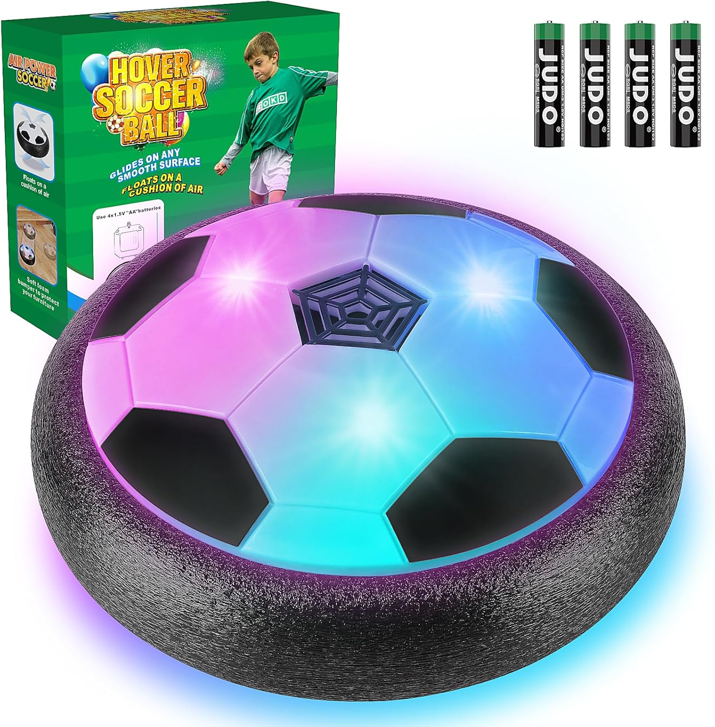 Lot de 2 Balles de Foot Aériennes | Jouet de Football Flottant avec LED et Pare-chocs en Mousse pour Jeux d’Intérieur pour Enfants de 4 à 12 Ans King of Toys