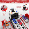Piste de Course avec Camion Transporteur, Jouet 3 Couches, 8 Voitures de Course Incluses, Cadeau Enfant 3-6 Ans, Jouet Pliable pour Garçons et Filles King of Toys