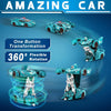 Voiture-robot transformable télécommandée | Voiture de police RC avec transformation à un bouton, lumière clignotante et rotation à 360° pour enfants King of Toys