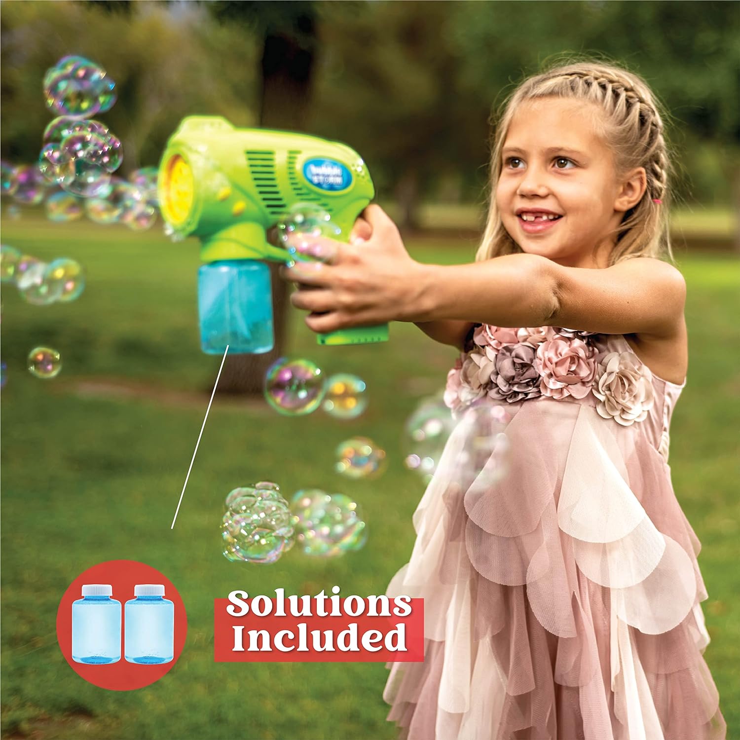 Pistolet à bulles pour enfants, solution de recharge, pistolets à bulles pour enfants 4-8, pistolet à bulles pour enfants 1-3, pistolet à bulles, jouet d'extérieur.