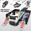 Piste de Course avec Camion Transporteur, Jouet 3 Couches, 8 Voitures de Course Incluses, Cadeau Enfant 3-6 Ans, Jouet Pliable pour Garçons et Filles King of Toys