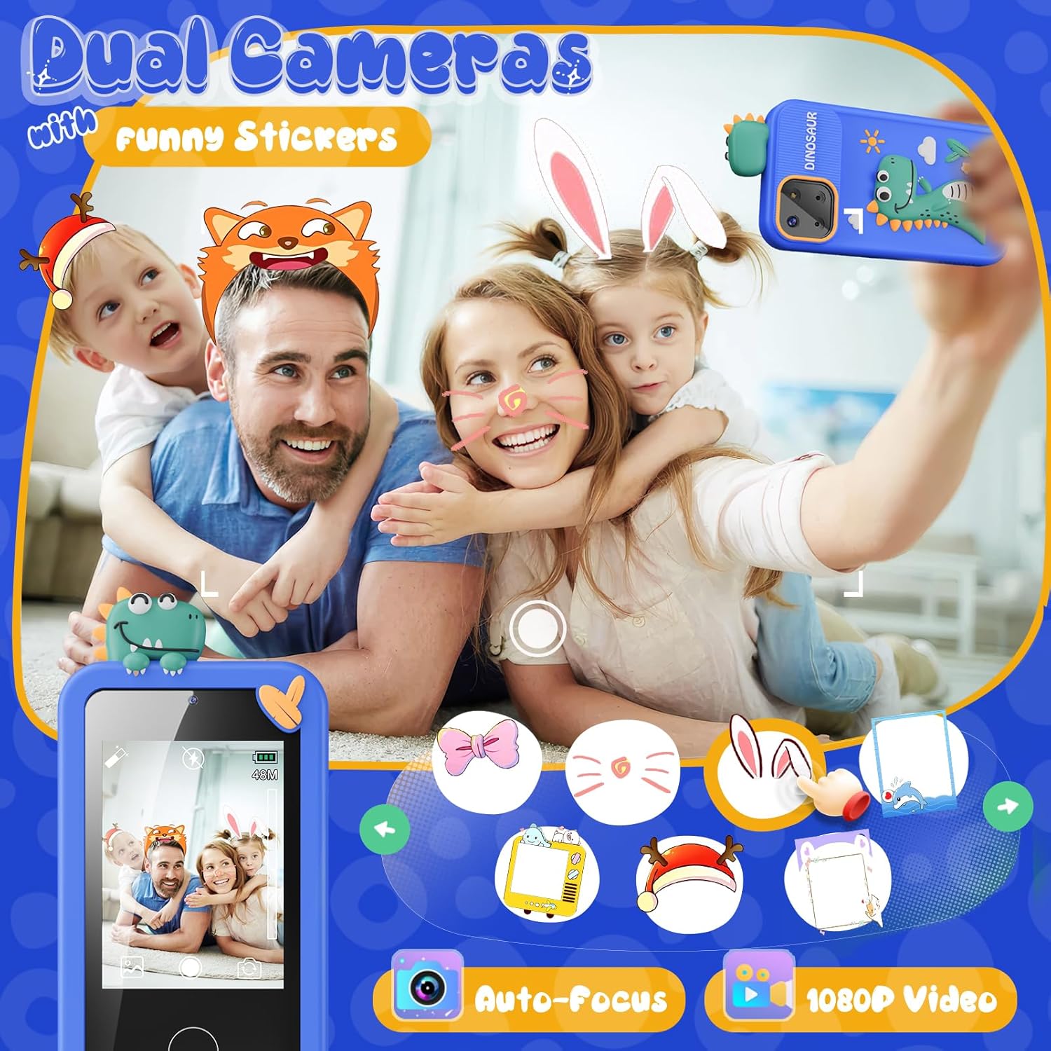 Téléphone Intelligent Dinosaure pour Enfants | Mini Téléphone Jouet avec 16 Jeux Éducatifs et Appareil Photo pour Enfants de 3 à 9 Ans King of Toys