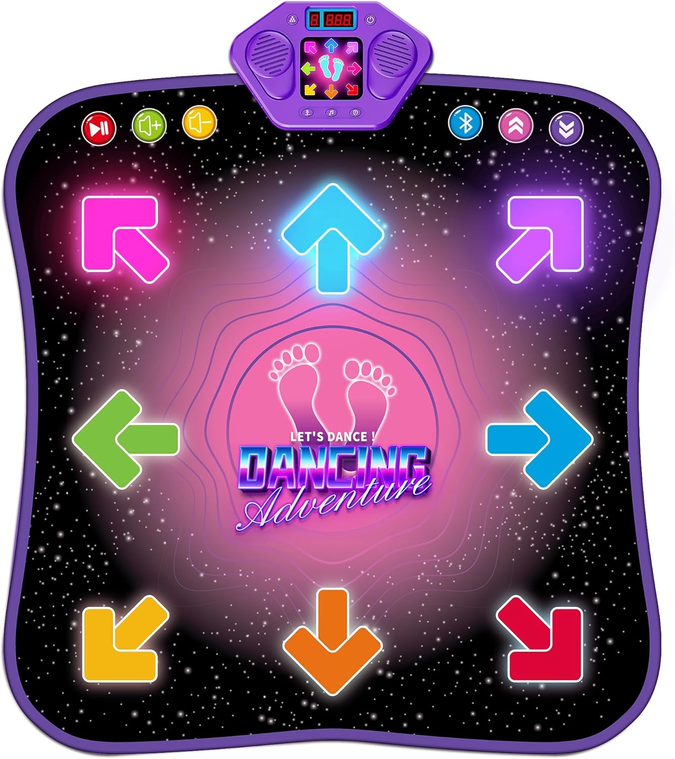 Tapis de Danse Électronique Bluetooth pour Enfants 3-12 Ans - Tapis de Jeu Musical Lumineux 6 Boutons avec 5 Modes - Cadeau Anniversaire Noël Fille