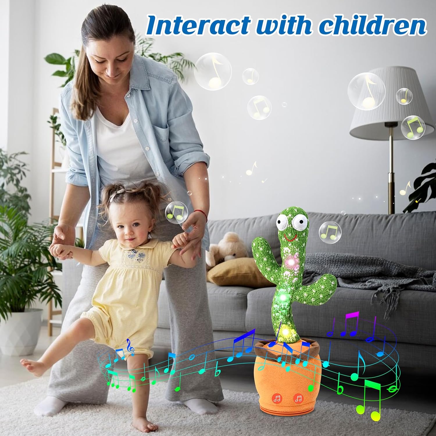 Jouet Cactus Dansant et Parleur pour Bébé et Tout-Petit, Cadeau pour Garçons et Filles – Cactus Chanteur avec Fonction de Mimétisme, Enregistrement et Répétition de Vos Paroles, Jouet Bébé avec 120 Chansons en Anglais King of Toys
