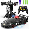 Voiture-robot transformable télécommandée | Voiture de police RC avec transformation à un bouton, lumière clignotante et rotation à 360° pour enfants King of Toys