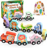 Ensemble de train en bois magnétique avec 11 animaux | Jouets Montessori pour activités d'apprentissage préscolaire des tout-petits King of Toys