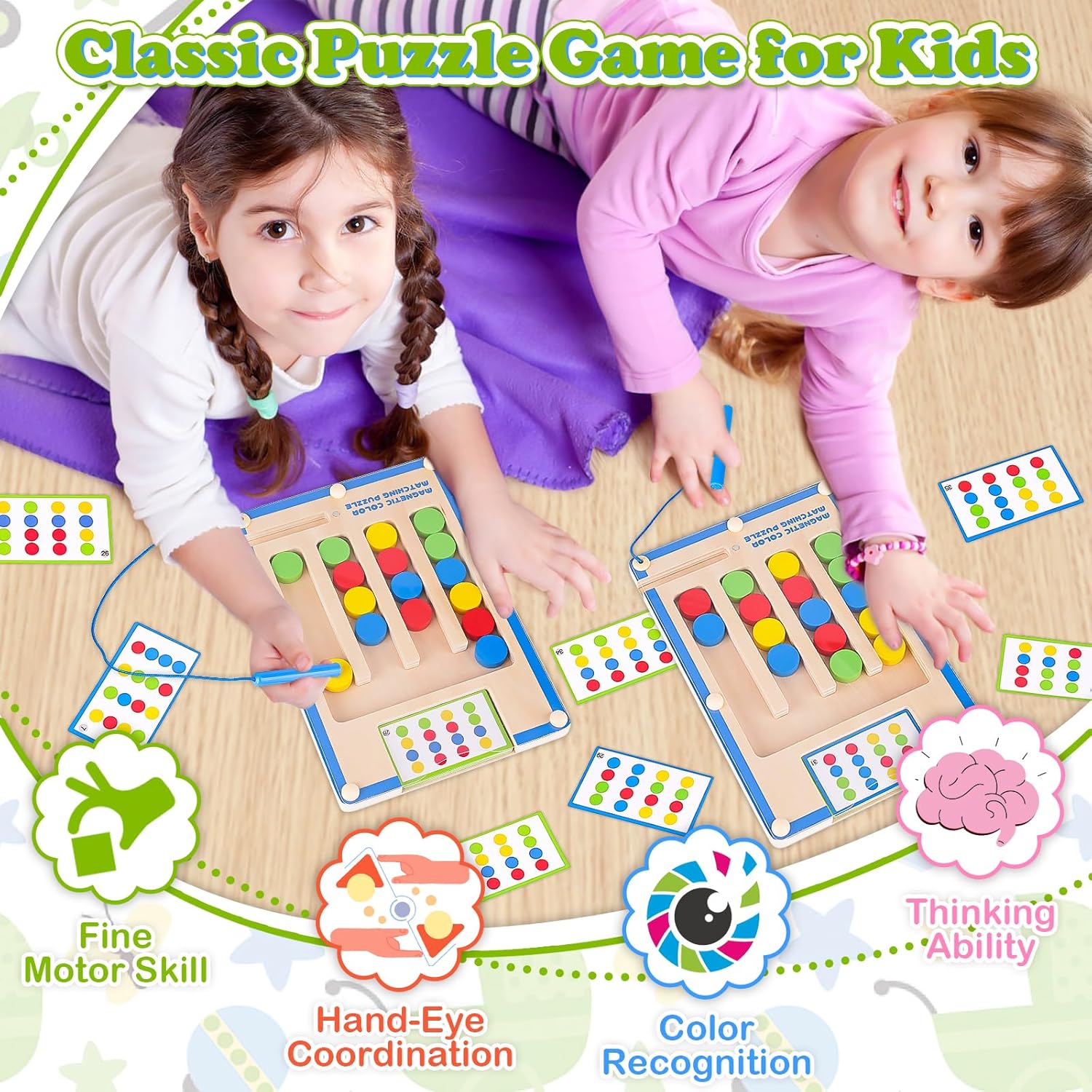 Jouets Montessori magnétiques en bois pour enfants | Puzzle labyrinthe éducatif, activités pour enfants 3 à 7 ans King of Toys