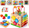 Cube d'activité en bois 8-en-1 pour bébé | Jouet Montessori d'apprentissage pour les 1-3 ans | Cadeau parfait pour un premier anniversaire King of Toys
