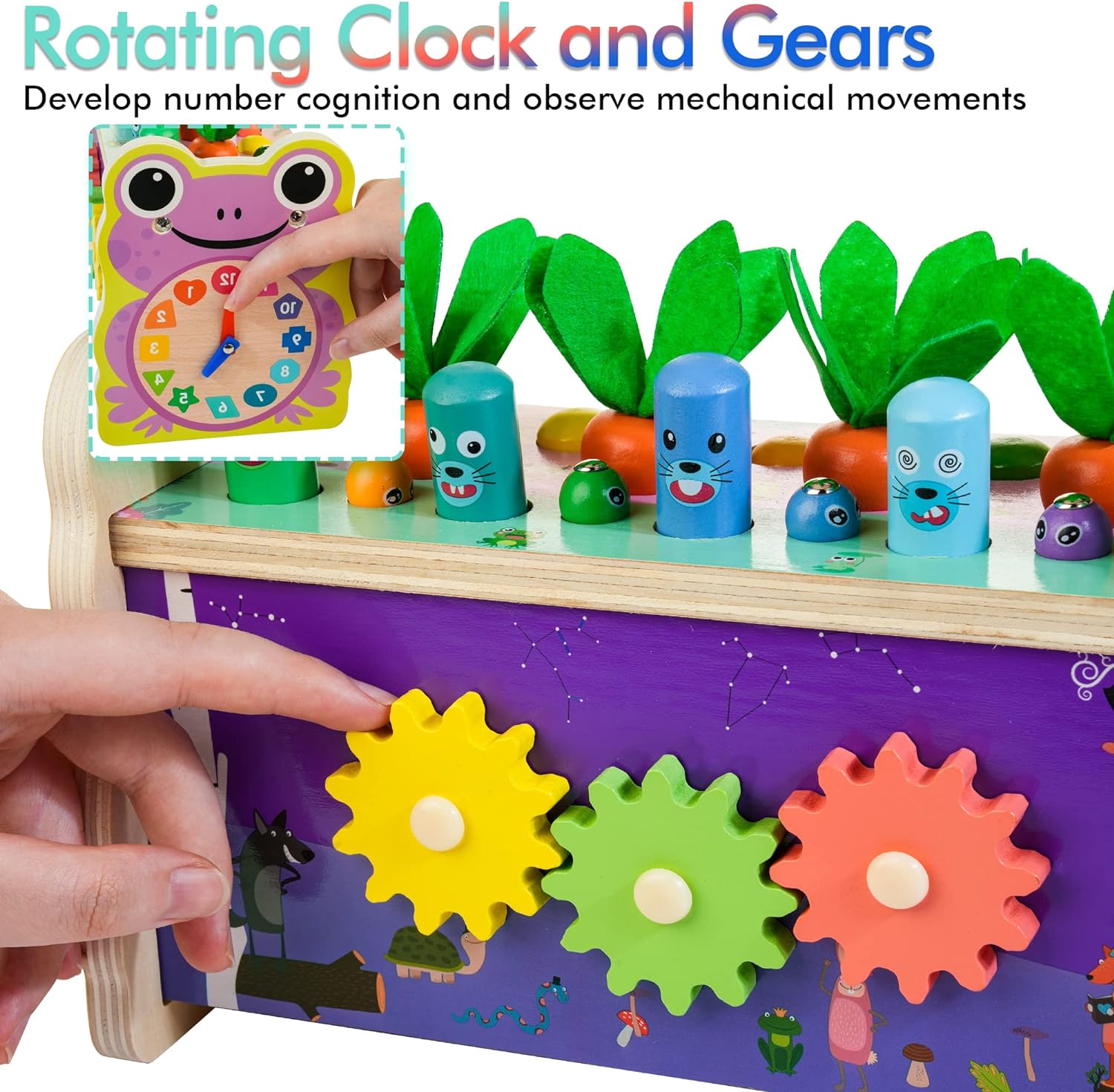 Jouet Montessori en bois avec Xylophone, Pic, Jeu de récolte de carottes, Cadeau d'activités éducatives pour les enfants de 1 à 4 ans. AmtreenOfficial