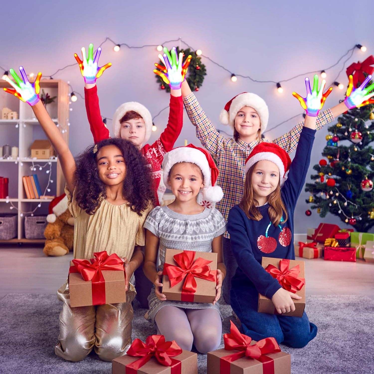 Gants LED Colorés | Gants LED Lumineux et Respirants Jouet pour Enfants 6, 7, 8, 9+ Ans King of Toys