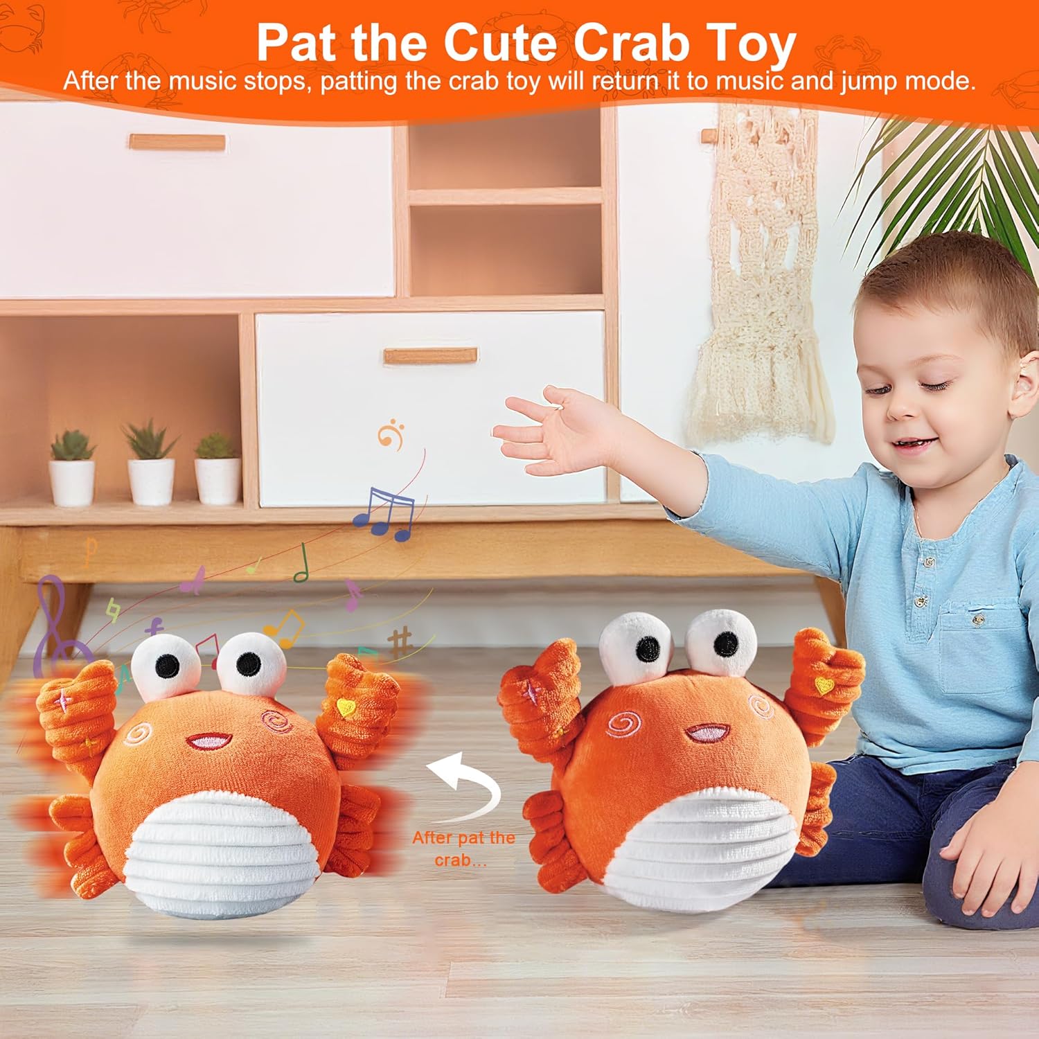 Crabe Musical rampant Jouet Bébé 0-12 Mois - Jouet Sensoriel Dansant avec Son et Fonction d'Enregistrement pour Bébé, Tout-Petit, Garçons et Filles - Cadeau Interactif pour Stimuler l'Apprentissage de la Marche à Quatre Pattes