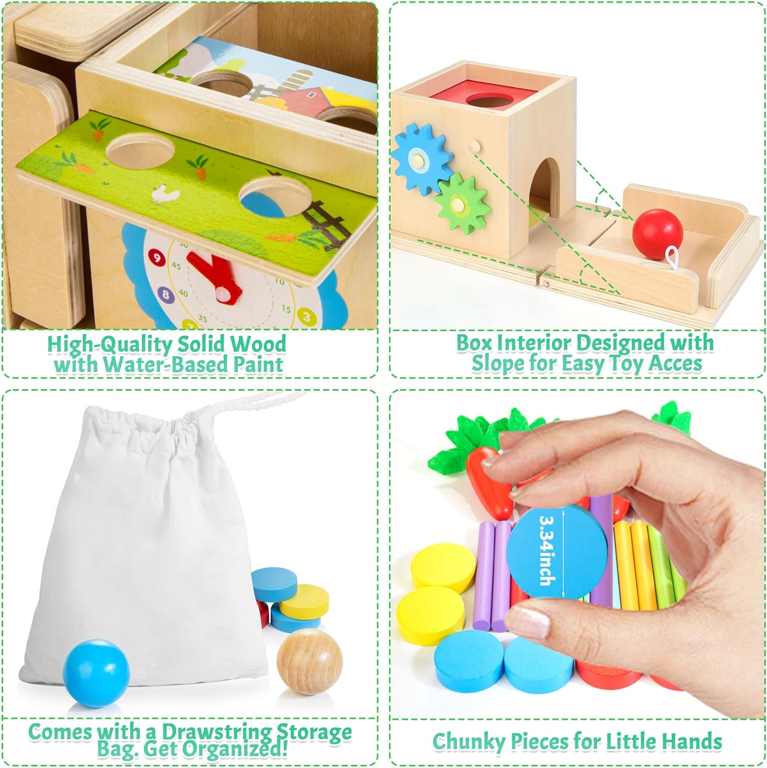 Kit de Jeu en Bois Montessori pour Bébé | Jouet 8-en-1 d’Empilage et de Tri de Formes pour Garçons et Filles King of Toys