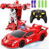 Voiture-robot transformable télécommandée | Voiture de police RC avec transformation à un bouton, lumière clignotante et rotation à 360° pour enfants King of Toys