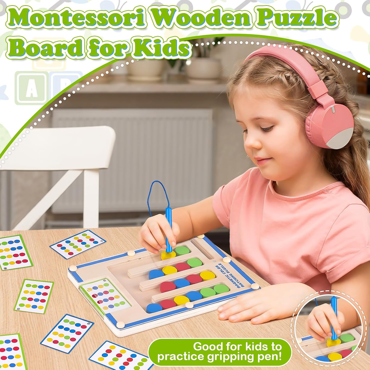 Jeu de Correspondance de Couleurs Magnétique en Bois Montessori pour Enfants 3-7 Ans - Puzzle Labyrinthe Éducatif pour Filles Garçons - Développement de la Logique