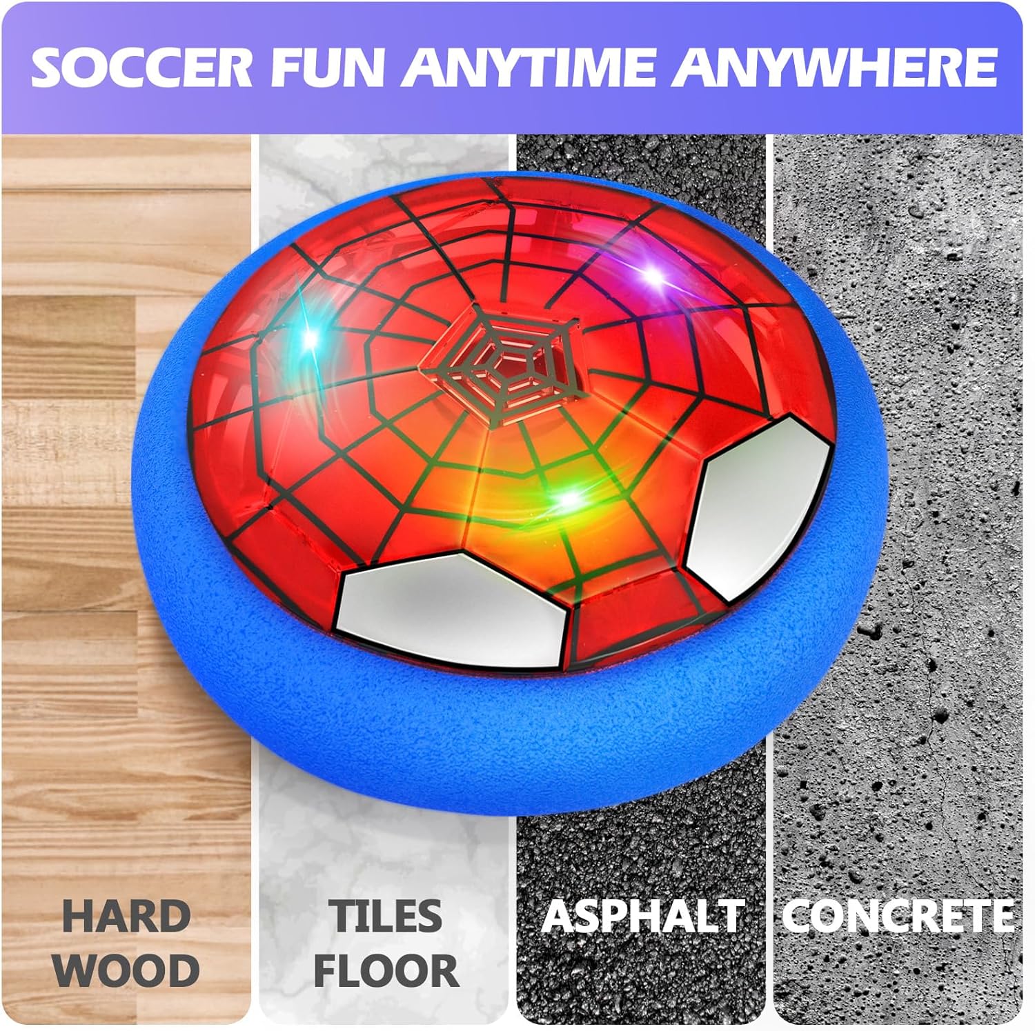 Lot de 2 Balles de Foot Aériennes | Jouet de Football Flottant avec LED et Pare-chocs en Mousse pour Jeux d’Intérieur pour Enfants de 4 à 12 Ans King of Toys