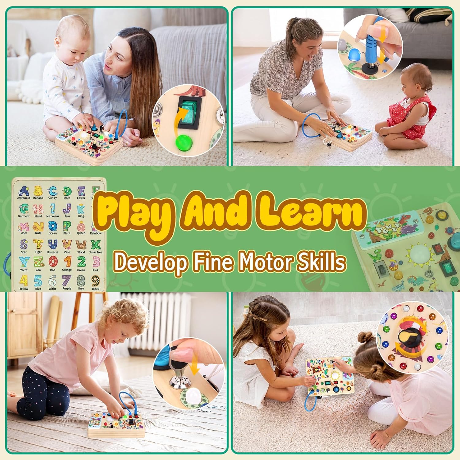 Tableau d'Activités Montessori en Bois | Jouet Sensoriel Éducatif de Voyage pour Enfants de 1 à 3 Ans King of Toys