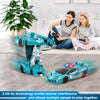 Voiture-robot transformable télécommandée | Voiture de police RC avec transformation à un bouton, lumière clignotante et rotation à 360° pour enfants King of Toys