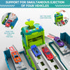 Piste de Course avec Camion Transporteur, Jouet 3 Couches, 8 Voitures de Course Incluses, Cadeau Enfant 3-6 Ans, Jouet Pliable pour Garçons et Filles King of Toys