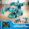 Voiture-robot transformable télécommandée | Voiture de police RC avec transformation à un bouton, lumière clignotante et rotation à 360° pour enfants King of Toys