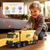 Piste de Course avec Camion Transporteur, Jouet 3 Couches, 8 Voitures de Course Incluses, Cadeau Enfant 3-6 Ans, Jouet Pliable pour Garçons et Filles King of Toys