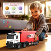 Piste de Course avec Camion Transporteur, Jouet 3 Couches, 8 Voitures de Course Incluses, Cadeau Enfant 3-6 Ans, Jouet Pliable pour Garçons et Filles King of Toys