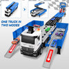 Piste de Course avec Camion Transporteur, Jouet 3 Couches, 8 Voitures de Course Incluses, Cadeau Enfant 3-6 Ans, Jouet Pliable pour Garçons et Filles King of Toys