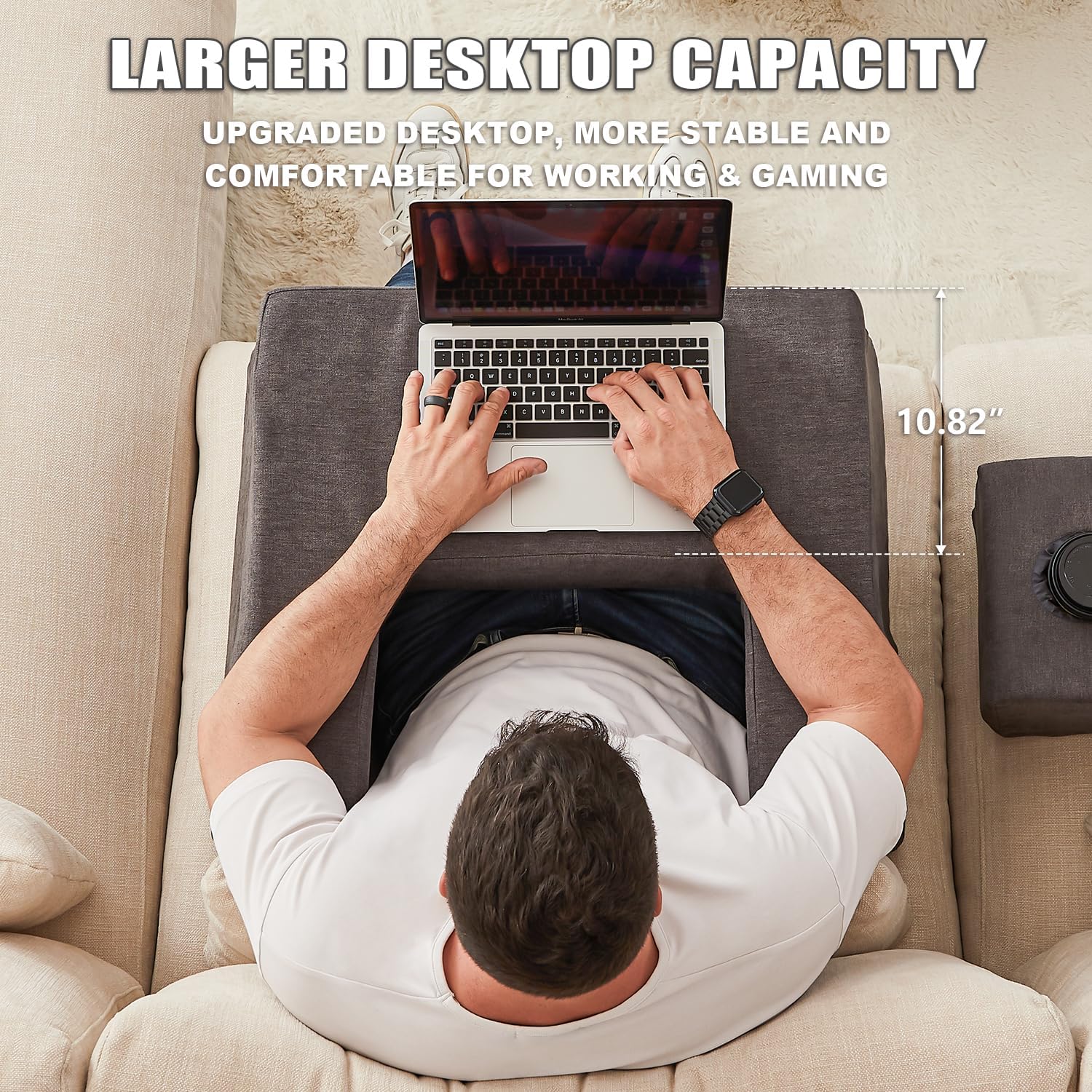 Oreiller de Lecture et de Jeu avec Support pour Boissons, Coussin de Bureau Ajustable pour Ordinateur Portable pour Lecture King of Toys