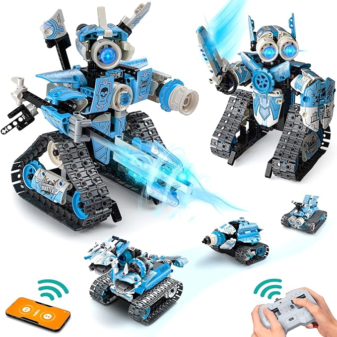 Robot STEM 5-en-1 Télécommandé |Jouet de construction (398 pièces) pour garçons 8-14 ans King of Toys