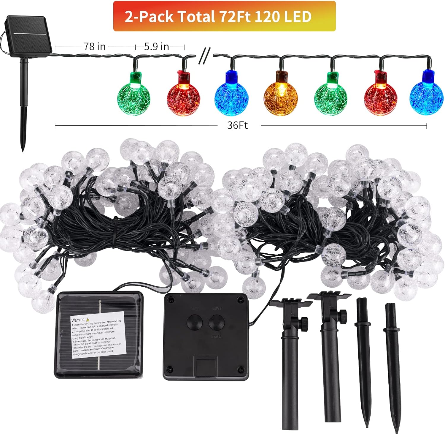Moroccan Waterproof Solar String Lights l 11 Meters 60 LED Lamps l 8 Brightown
