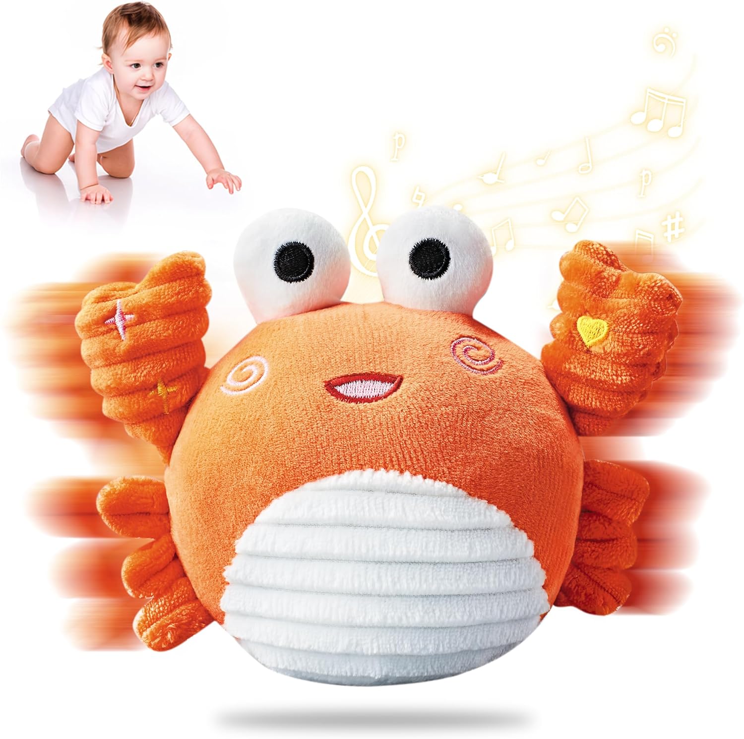 Crabe Musical rampant Jouet Bébé 0-12 Mois - Jouet Sensoriel Dansant avec Son et Fonction d'Enregistrement pour Bébé, Tout-Petit, Garçons et Filles - Cadeau Interactif pour Stimuler l'Apprentissage de la Marche à Quatre Pattes