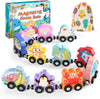 Ensemble de train en bois magnétique avec 11 animaux | Jouets Montessori pour activités d'apprentissage préscolaire des tout-petits King of Toys