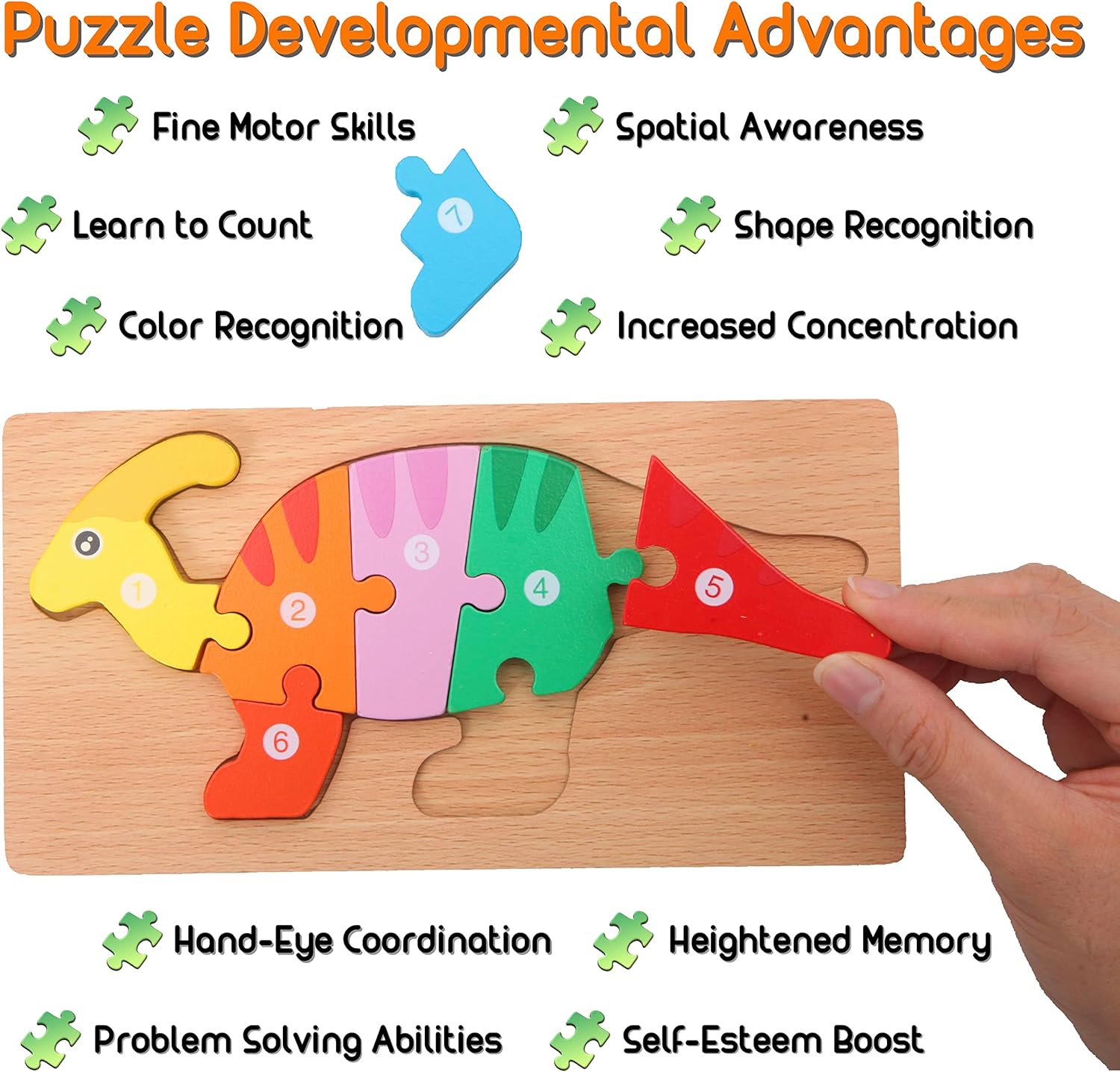 Puzzles Dinosaure pour Tout-Petits (5 pièces) - Jouets Montessori pour 3 ans et plus Speelgoed Koning