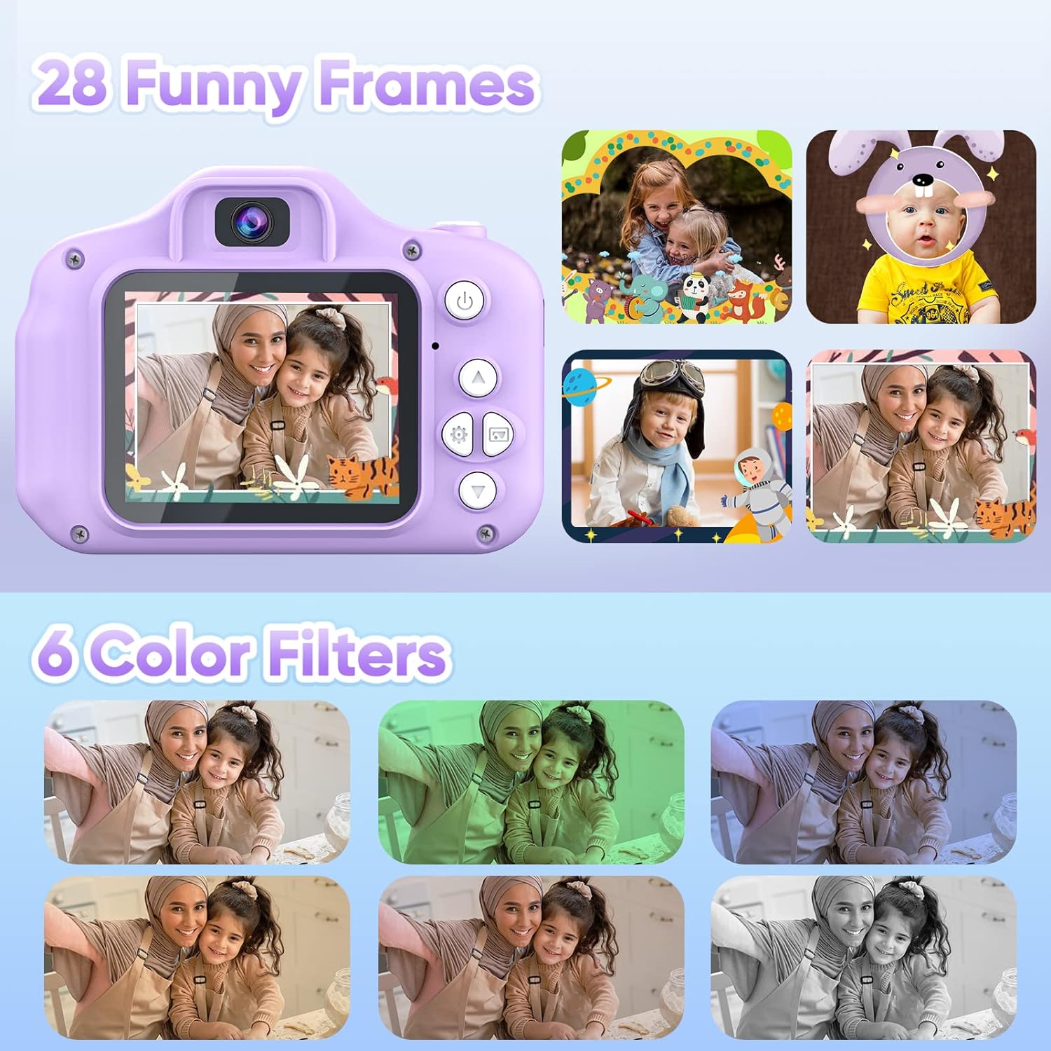 Appareil Photo Selfie HD pour Enfants | Caméra Portable avec Carte SD 32GB pour Enfants de 3-9 Ans