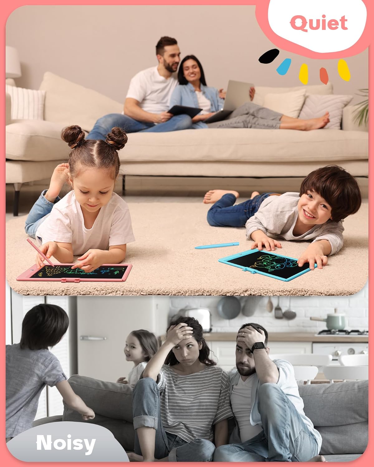 Tableau de Dessin Effaçable de 10 Pouces pour Enfants l Tablette d'Écriture LCD l pour Enfants de 3 à 8 Ans King of Toys