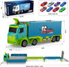 Piste de Course avec Camion Transporteur, Jouet 3 Couches, 8 Voitures de Course Incluses, Cadeau Enfant 3-6 Ans, Jouet Pliable pour Garçons et Filles King of Toys