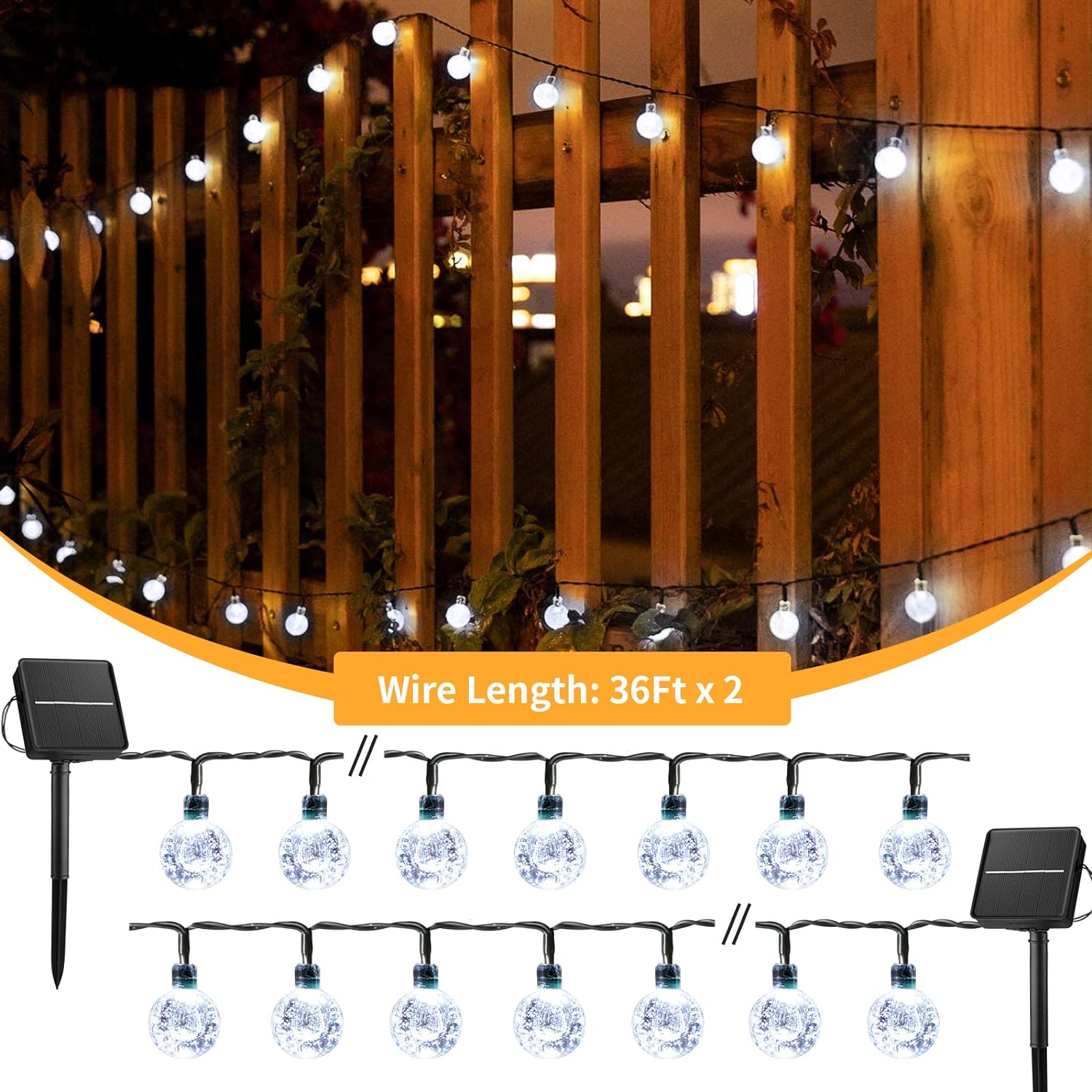 Moroccan Waterproof Solar String Lights l 11 Meters 60 LED Lamps l 8 Brightown