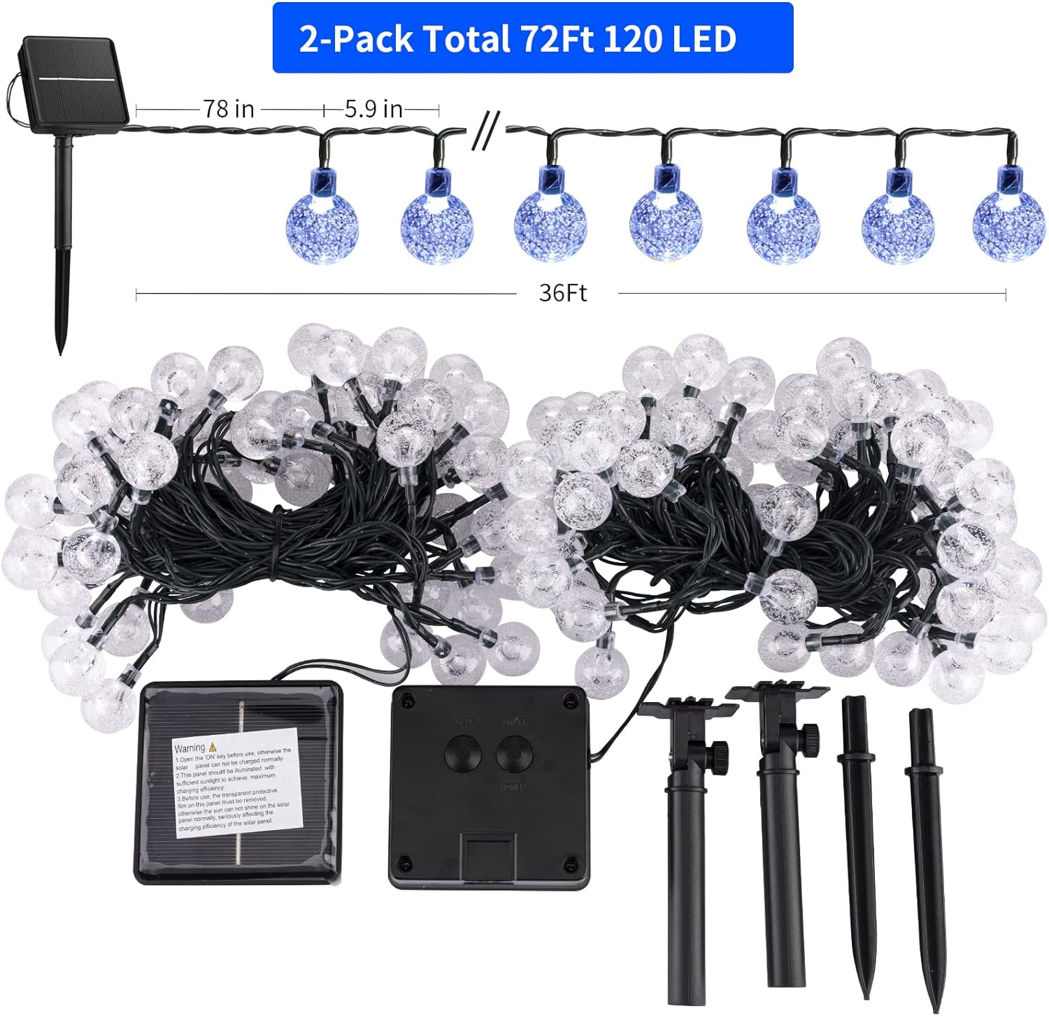 Moroccan Waterproof Solar String Lights l 11 Meters 60 LED Lamps l 8 Brightown